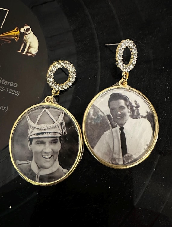 Elvis Presley 1995 Upcycled Calendar Statement Earrings A Unique Tribute