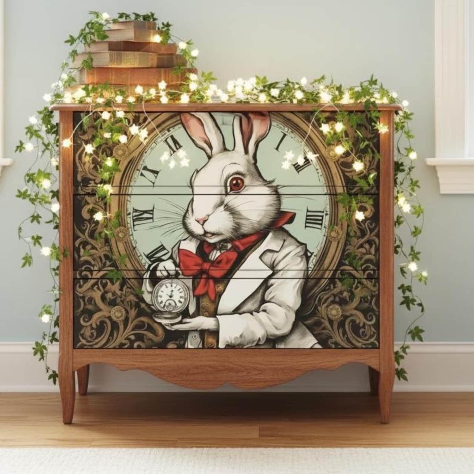 White Rabbit Decoupage Tissue Paper 3 Sheet Bundle | Vintage Alice With ...