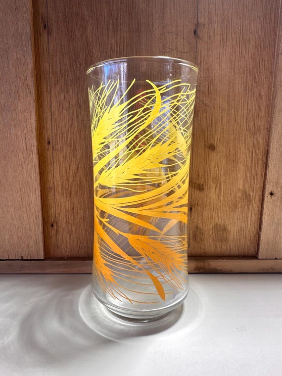 Libbey Golden Wheat Glass 6.5” 1960's Tumbler Replacement Vintage