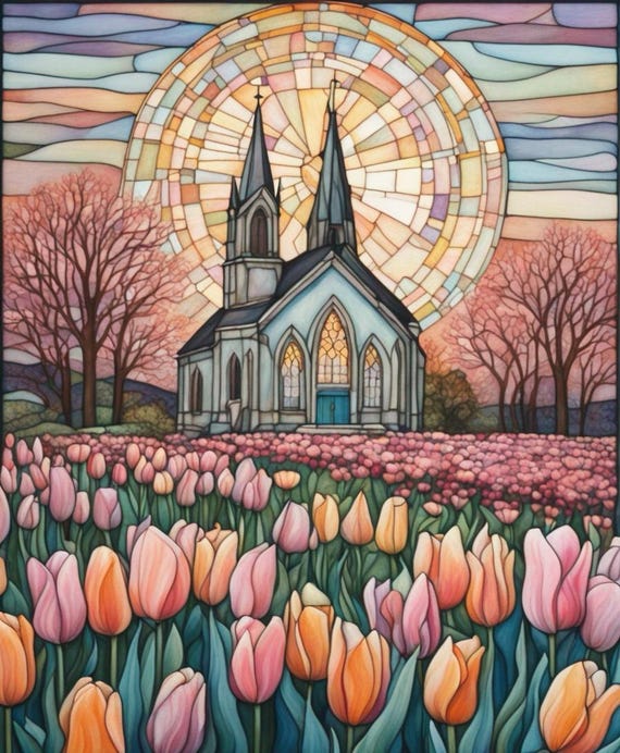 Springtime Church Serenity Decoupage Tissue and A4 Rice Paper