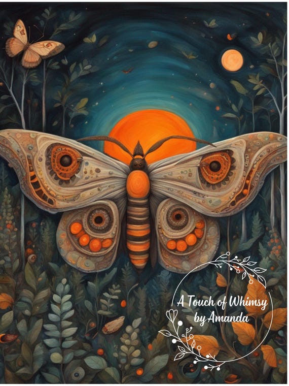 Moonlit Moth Decoupage Tissue Paper