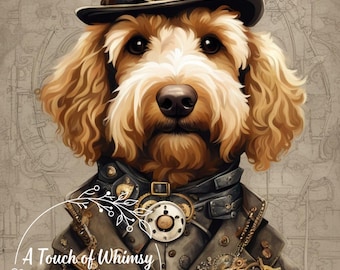 Steam Punk Golden Doodle  Decoupage Tissue Paper