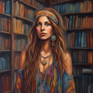 Bohemian Lady in Library Decoupage Paper and A4 Rice Paper - Etsy