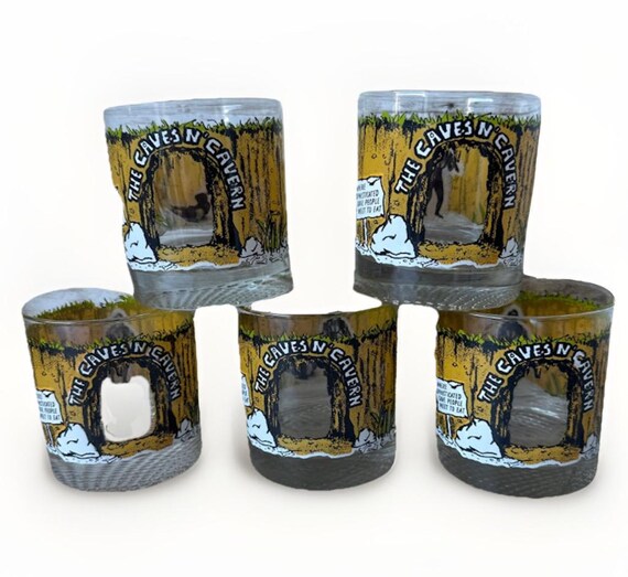 Rare Big Foot Cave N Caverns vintage glasses