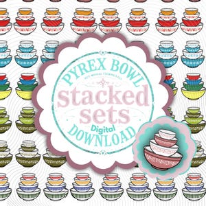 Pyrex Stapel Schüssel Sammlung Dital Download Bilder