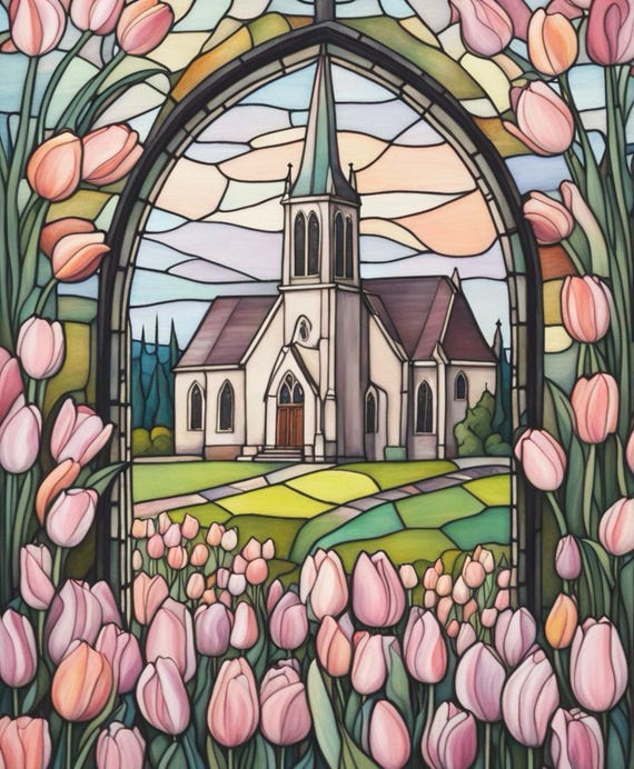 Springtime Church Serenity Decoupage Tissue and A4 Rice Paper