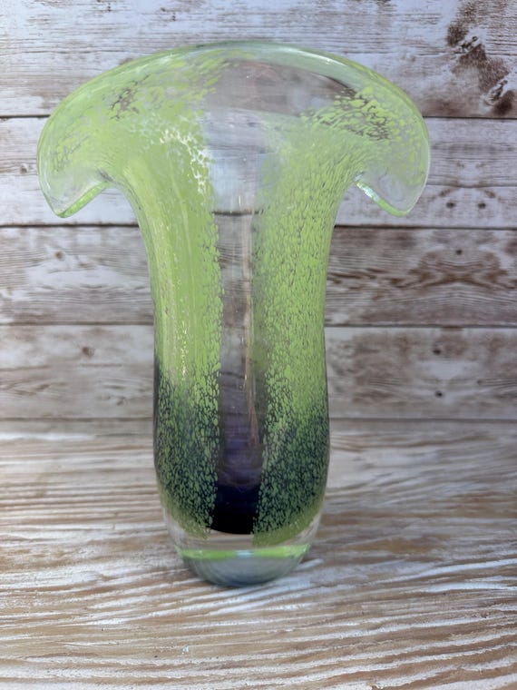 Vintage Teleflora Art Glass Trumpet Vase, 7.5" Tall
