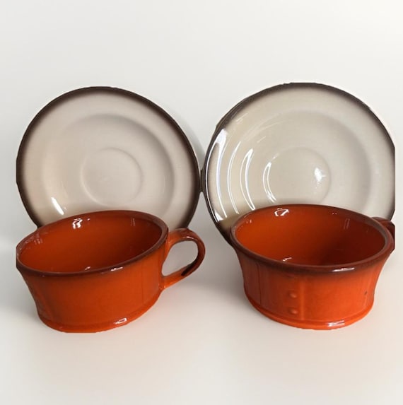 Metlox Poppytrail Red Rooster Cup & Saucer Set of 2