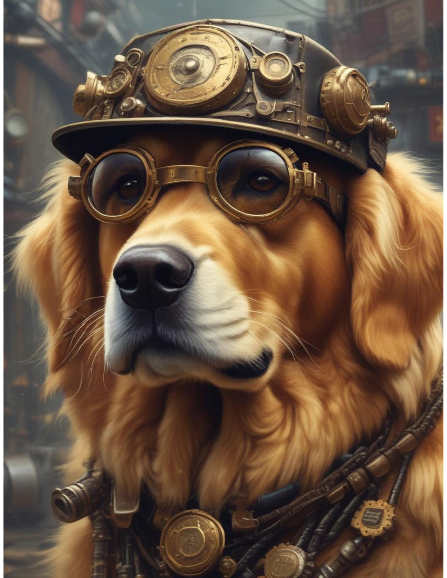 Steam Punk Golden Retriever Decoupage Tissue Paper