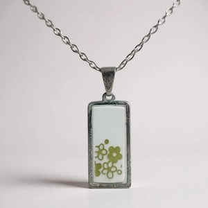 Broken China Pendant Necklace, made out of a Vintage 1970s Correlle “Spring Blossom” Plate in Silver/Gold/Stainless Steel/Sterling Silver