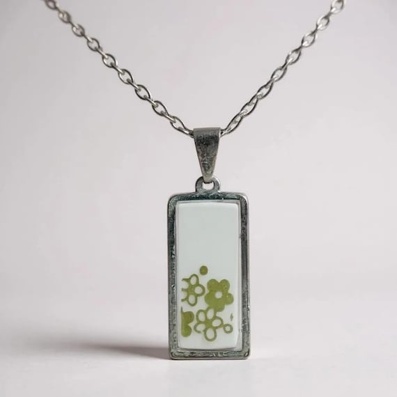 Vintage Corelle Spring Blossom Necklace, Handmade Repurposed Upcycled Jewelry, Broken China