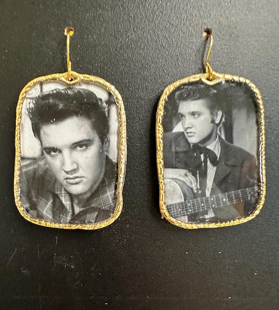 Elvis Presley 1995 Upcycled Calendar Statement Earrings A Unique Tribute