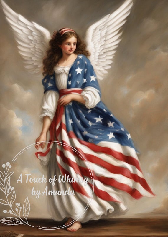 Lady Liberty Patriotic Angel  Decoupage Rice Paper A4