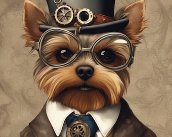 Steam Punk Yorkshire Terrior (Yorkie) Decoupage Tissue Paper
