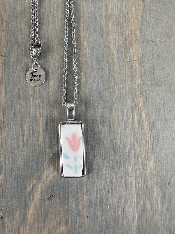 Broken China Jewelry, made out of a Vintage  Correlle Plate “Forever Yours” Silver