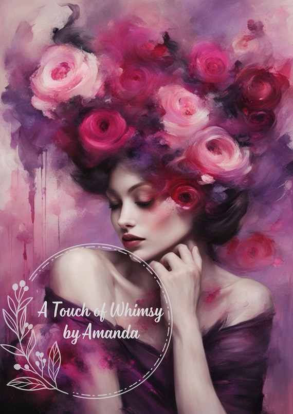 Romantic Rose Woman Decoupage Rice Paper A4