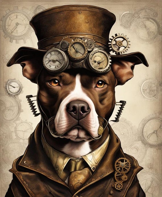 Steampunk Pitbull Decoupage Paper