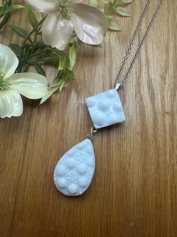 Fenton Candlestick Double Broken China Pendant Necklace