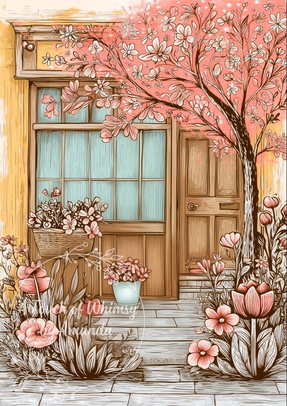 Folk Art Inspired Spring Front Door Decoupage Tissue and A4 Rice Paper