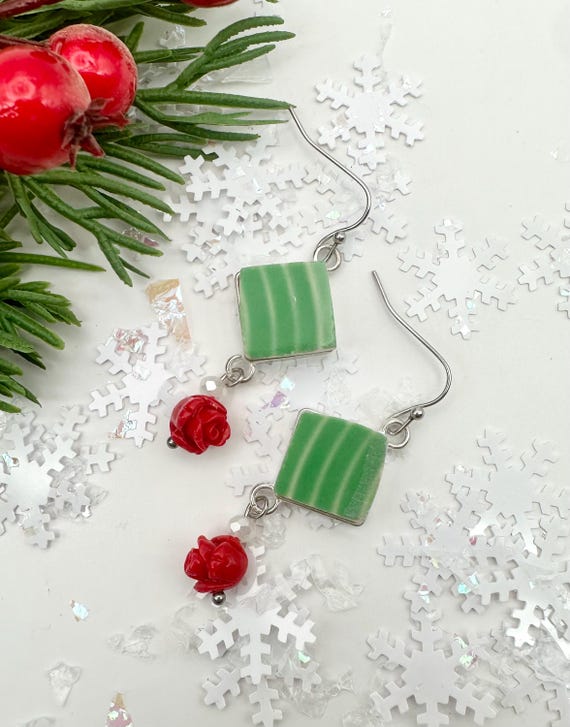 Fiestaware Earrings, Meadow Green, Broken China Handmade Upcycled Repurposed Jewelry