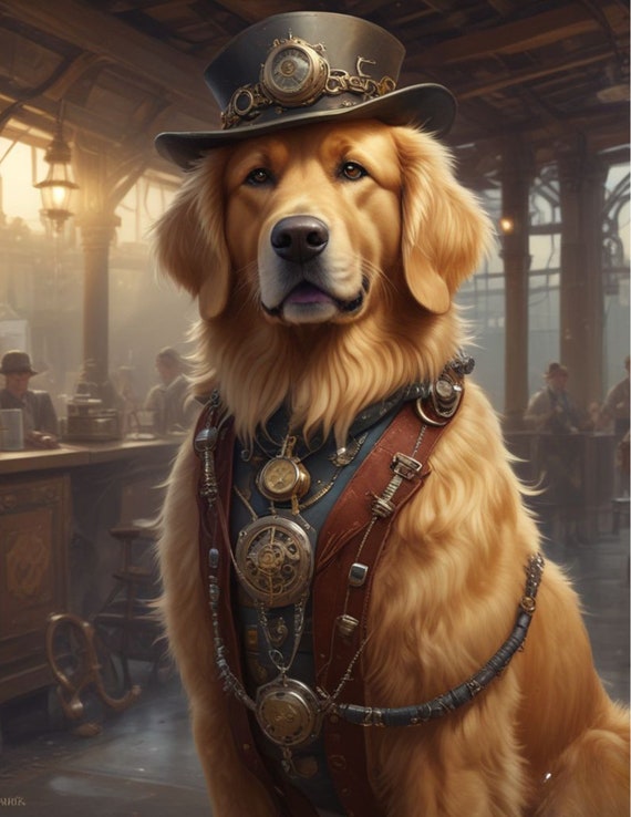 Steam Punk Golden Retriever Decoupage Tissue Paperor A4 Decoupage paper