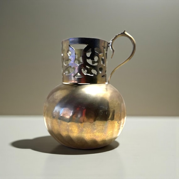 Vintage Solid Brass Large. 8 in Pitcher