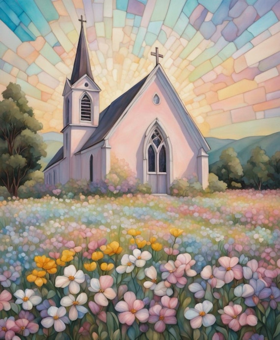 Springtime Church Serenity 3 Decoupage Tissue and A4 Rice Paper