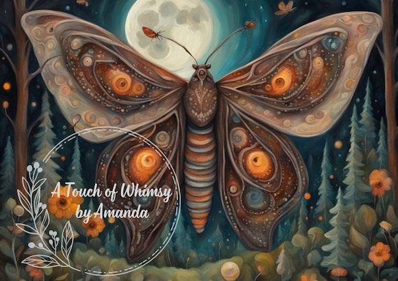 Moth in the Moonlight  Decoupage Rice Paper A4