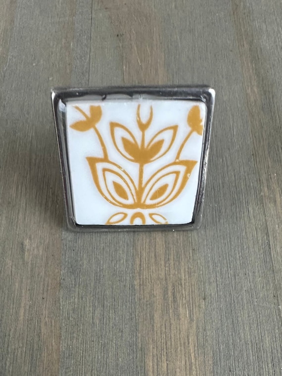 Butterfly Gold Corelle Ring - Upcycled 1970s Plate Jewelry