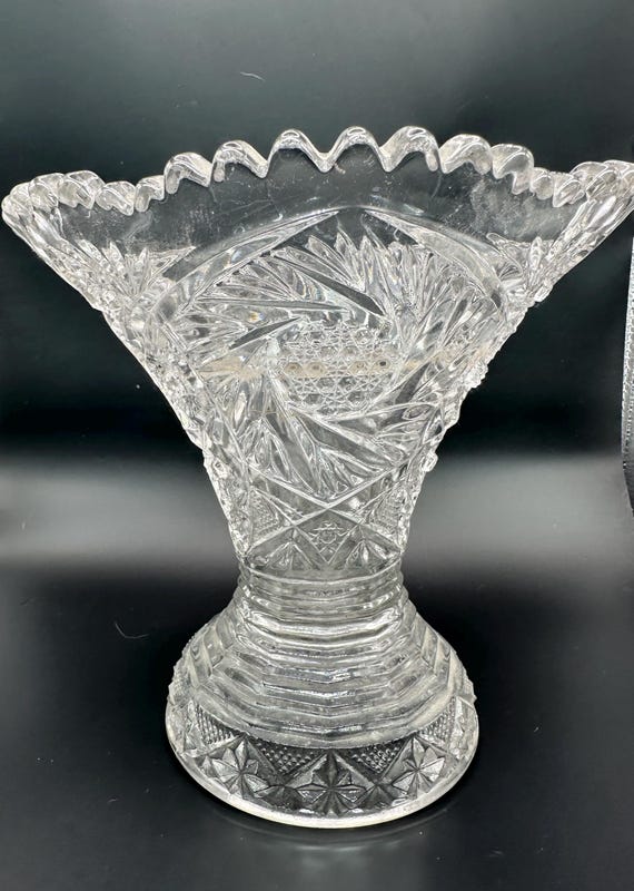 Clear Cut Glass FOOTED/SCALLOPED  Bowl