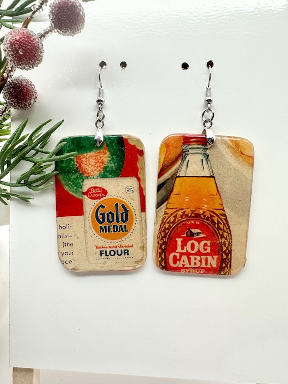 1958 Family Circle Christmas Earrings, Flour and Syrup
