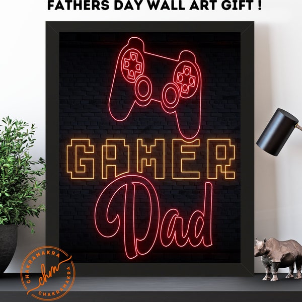 Unique Neon Game Controller Wall Decor for Dads, Perfect Gift for Fathers Who Love Games, Cool Father's Day Present, Neon Effect Wall art