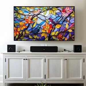 FRAME TV art 8k, Stained Glass Spring, Nature Samsung Frame tv art, Digital Download 8k, Stained style tv artwork, Home decor | New Trend
