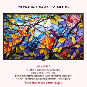 FRAME TV art 8k, vitrail printemps, nature art tv cadre Samsung, téléchargement numérique 8k, oeuvre d'art tv style teinté, décoration d'intérieur Nouvelle tendance image 5