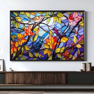 FRAME TV art 8k, Stained Glass Spring, Nature Samsung Frame tv art, Digital Download 8k, Stained style tv artwork, Home decor | New Trend