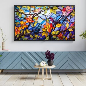 FRAME TV art 8k, Stained Glass Spring, Nature Samsung Frame tv art, Digital Download 8k, Stained style tv artwork, Home decor New Trend image 10