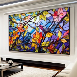 FRAME TV art 8k, Stained Glass Spring, Nature Samsung Frame tv art, Digital Download 8k, Stained style tv artwork, Home decor | New Trend