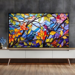 FRAME TV art 8k, Stained Glass Spring, Nature Samsung Frame tv art, Digital Download 8k, Stained style tv artwork, Home decor | New Trend