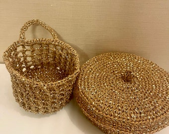 Conjunto de cestas, regalo del día de la madre, organizador, organización del hogar, cesta de la casa farem, cesta hanmade, cesta de la granja, cesta de la cocina, cesta de ganchillo,