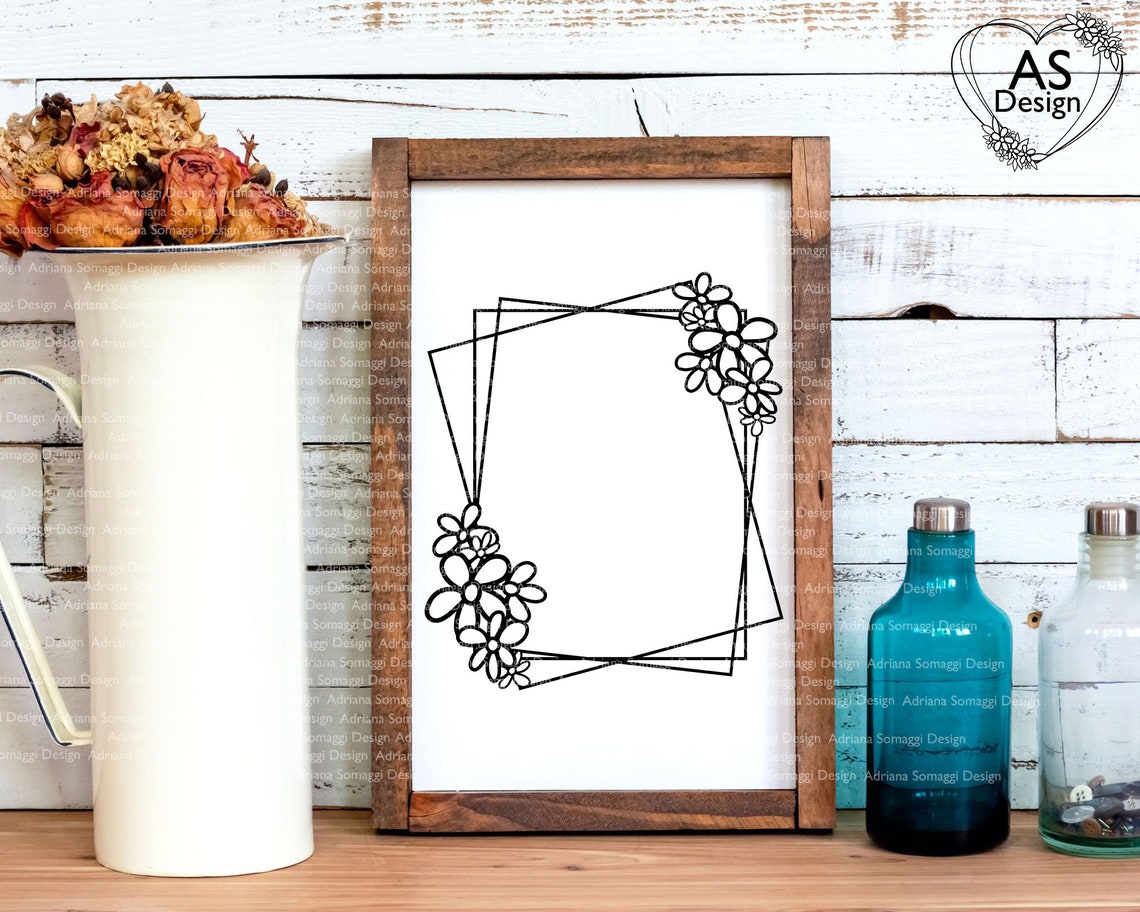 Hand Drawn Flower Wreath SVG Wedding Flower Monogram Frame | Etsy