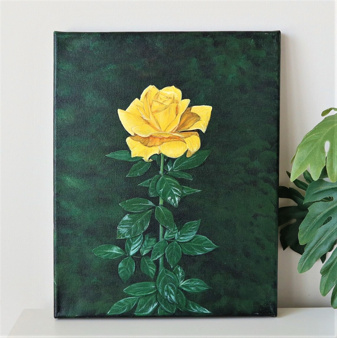 Yellow Rose Painting canvas artwork home decor Acrylic Etsy