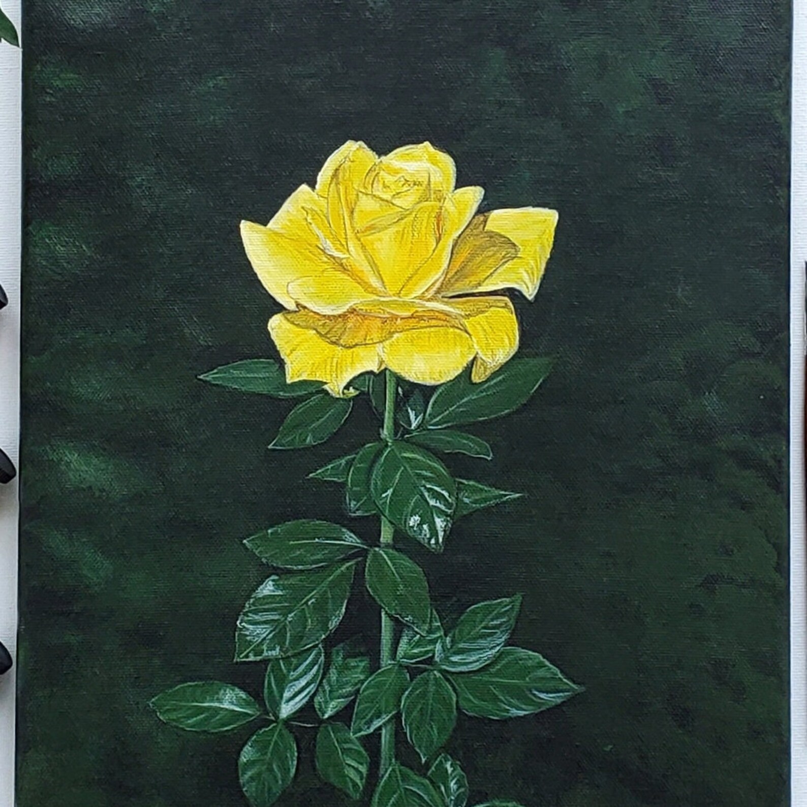 Yellow Rose Painting canvas artwork home decor Acrylic Etsy