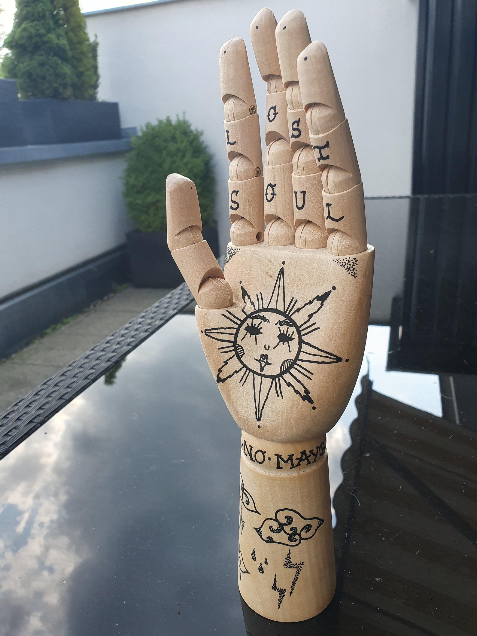 Holzhand Skulptur Tattoo Style Etsy