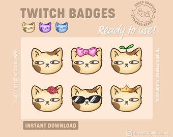 Grumpy Cat Twitch-badges, sub-/bitbadges (directe download)