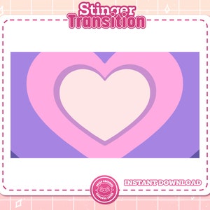 Pastel Pink Heart Stinger Transition for Twitch/OBS (Instant Download)