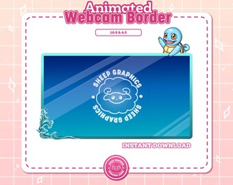 Squirtle-webcamoverlay: geanimeerde Pokemon Stream Border (download)