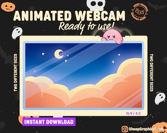 Schattige Kirby Halloween-geanimeerde webcam-overlay (digitale download)
