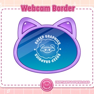 Cute Cat Cam Overlay / Camborder / Twitch Livestream Overlay / Purple Cat Camframe / Webcam Overlay