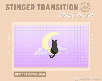 Twitch Stinger-overgang: Pixel Cat on Moon (webm-bestand)