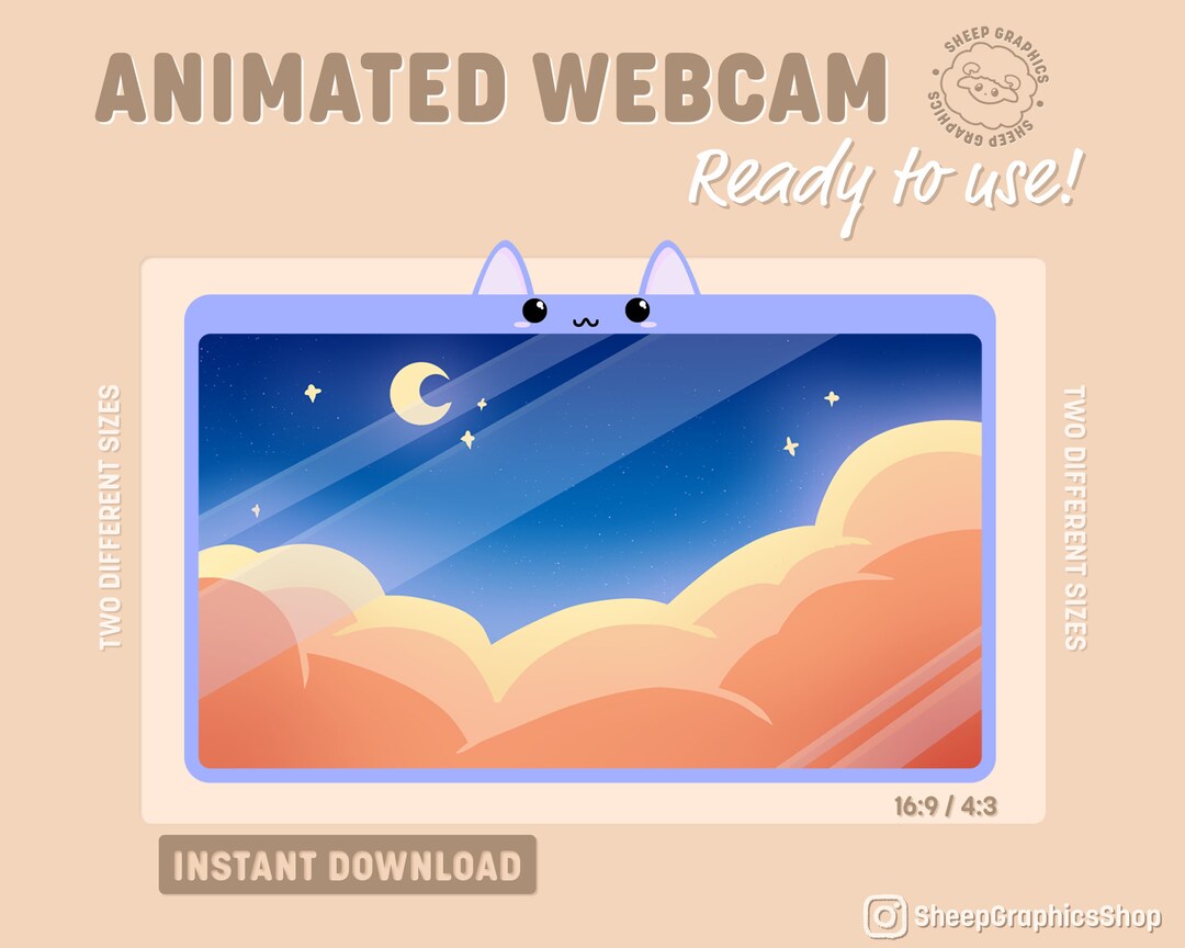 Cute Animated Cat Cam Overlay / Border / Frame / Stream Graphics